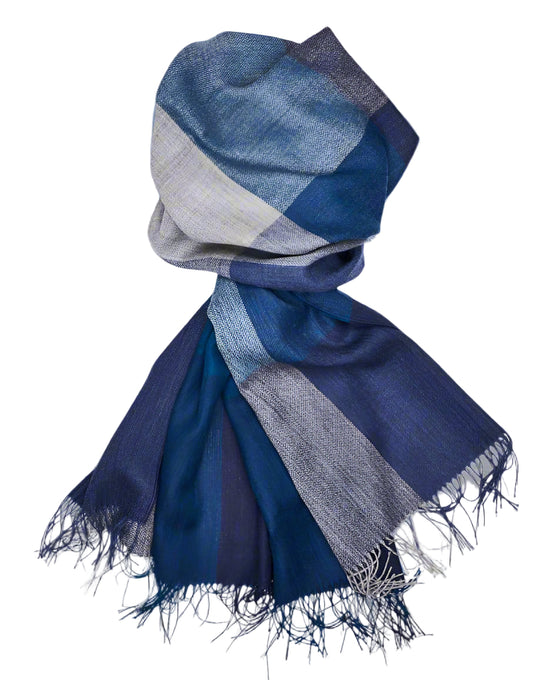 Chal de alpaca bebé azul/gris