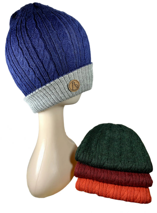 Blue/Gray 100% Baby Alpaca Hat
