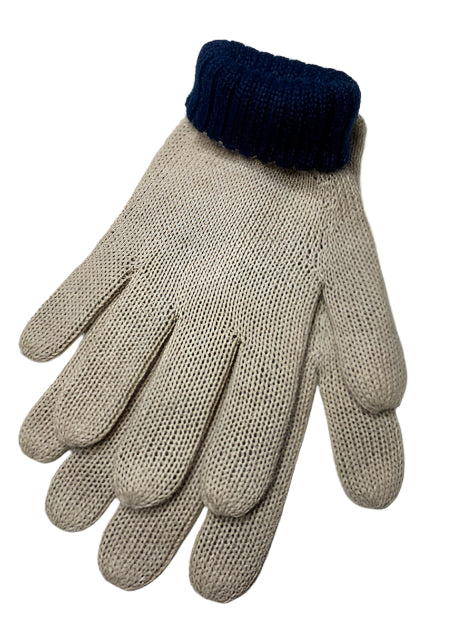Beige/Blue 100% Alpaca Reversibles Gloves