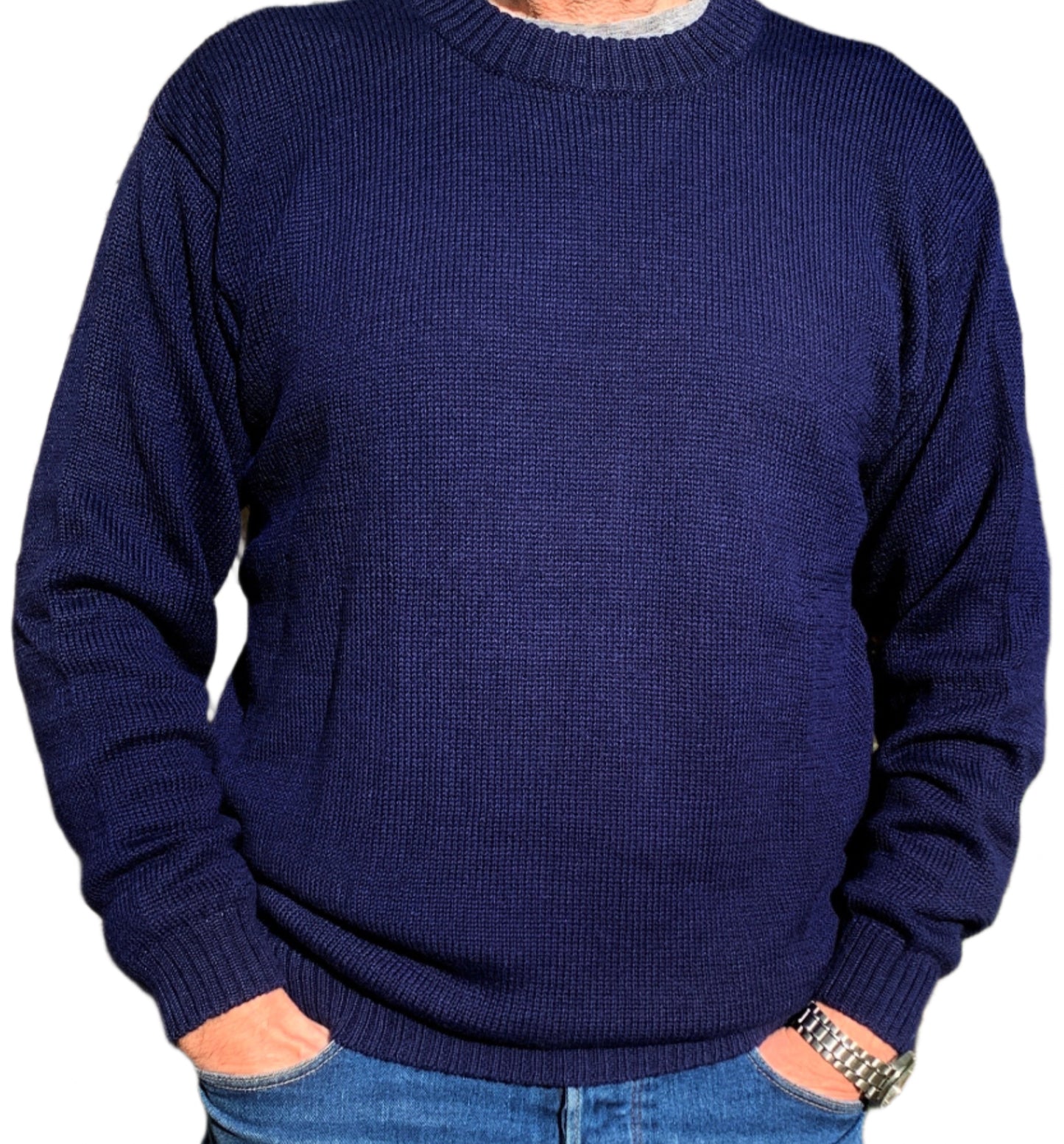 Navy Blue Baby Alpaca Round Neck Jumper