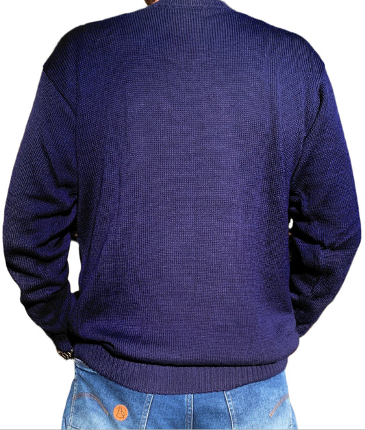 Navy Blue Baby Alpaca Round Neck Jumper