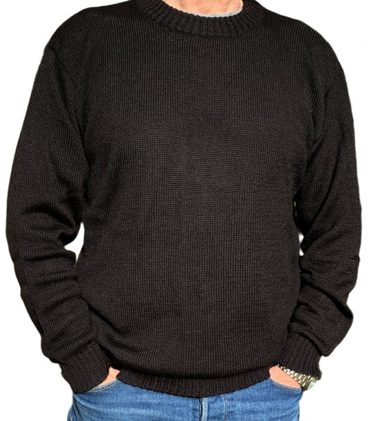 Black Baby Alpaca Round Neck Jumper