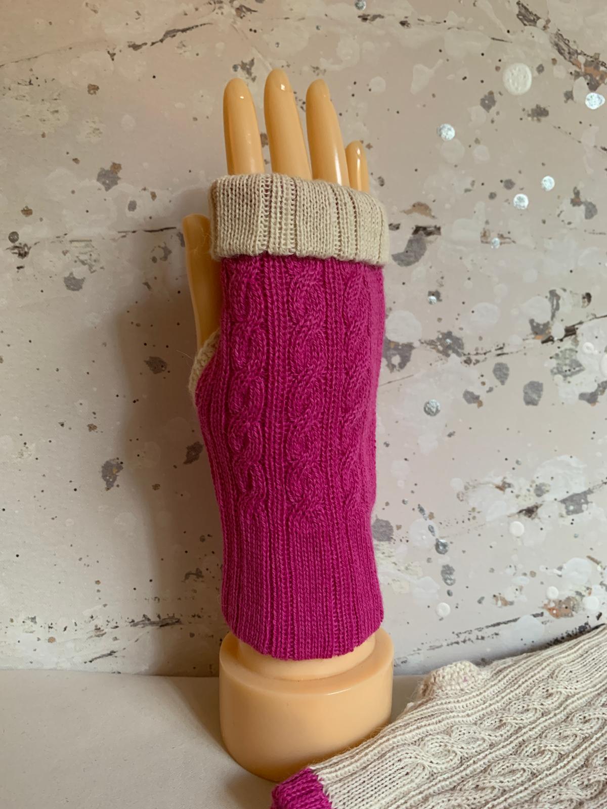 Reversible Pink/White Mittens