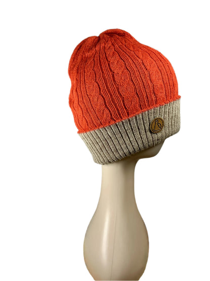 Orange/Beige 100% Baby Alpaca Hat