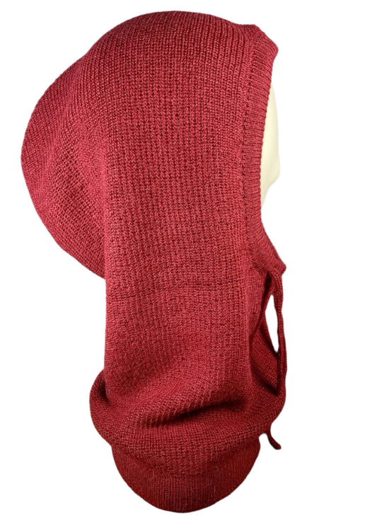 Dark Red 100% Baby Alpaca Balaclava
