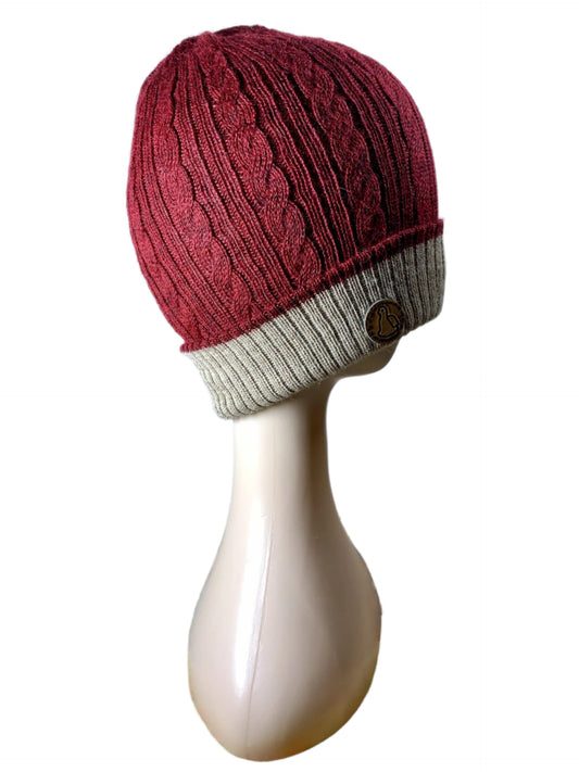Red/Gray 100% Baby Alpaca Hat