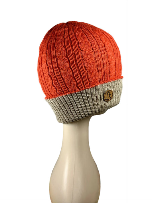Orange/Beige 100% Baby Alpaca Hat