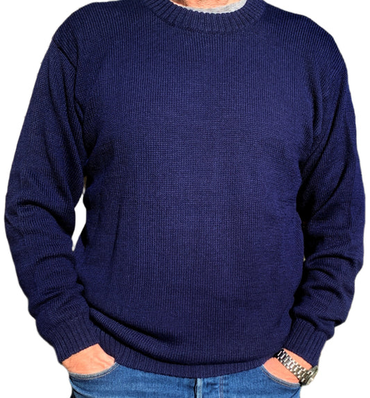 Navy Blue Baby Alpaca Round Neck Jumper