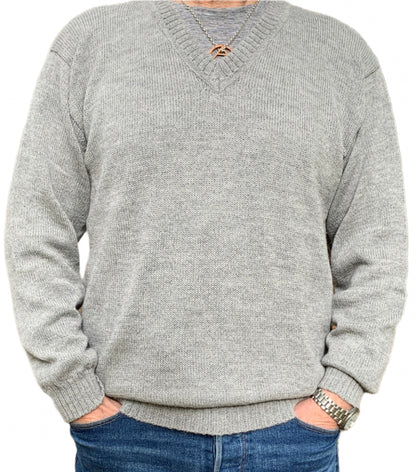 Light Gray Baby Alpaca V-Neck Jumper