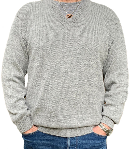 Light Gray Baby Alpaca V-Neck Jumper