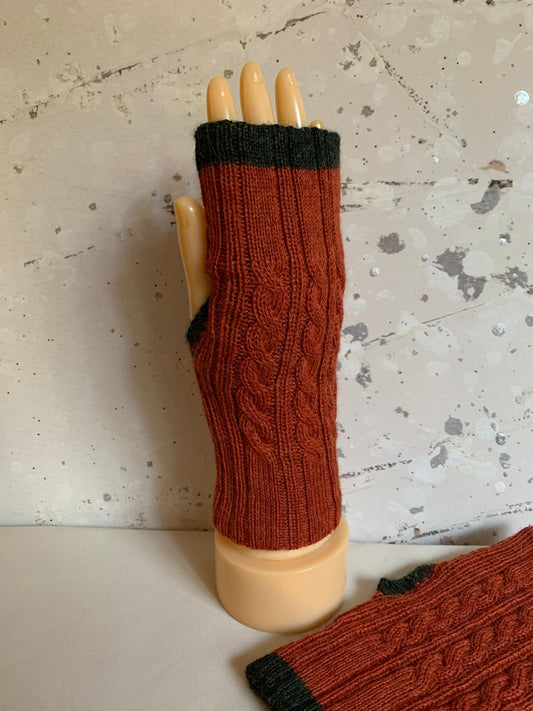 Reversible Dark Orange/Dark Green Mittens