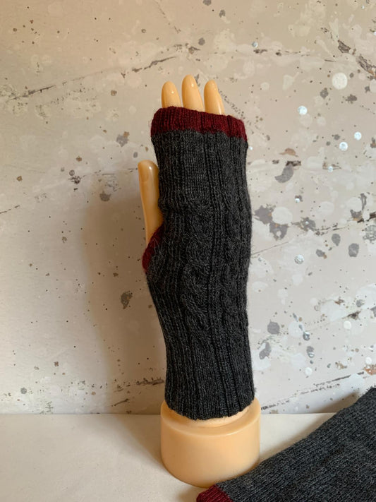 Reversible Dark Gray/Dark Red Mittens