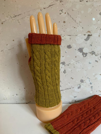 Reversible Mustard/Dark Orange Mittens
