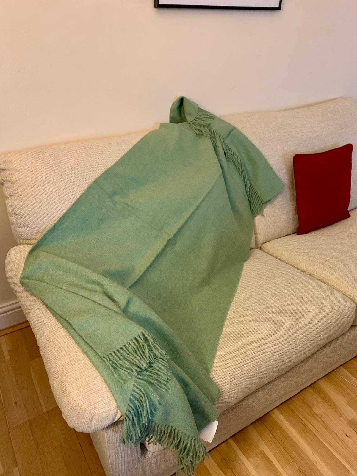 Light Green Baby Alpaca Blanket/Throw